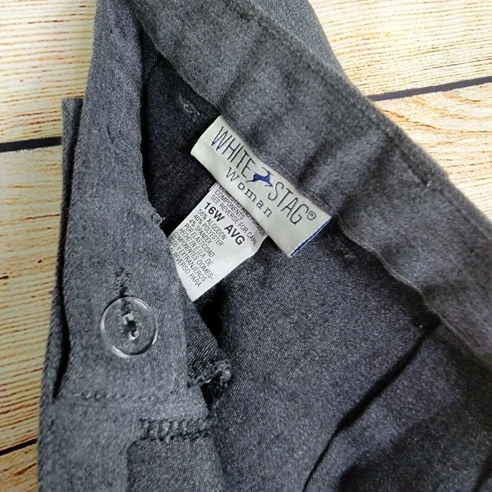 White Stag‎ Stretch Twill Womens Pants Size 16W Average Heather Gray Tapered New